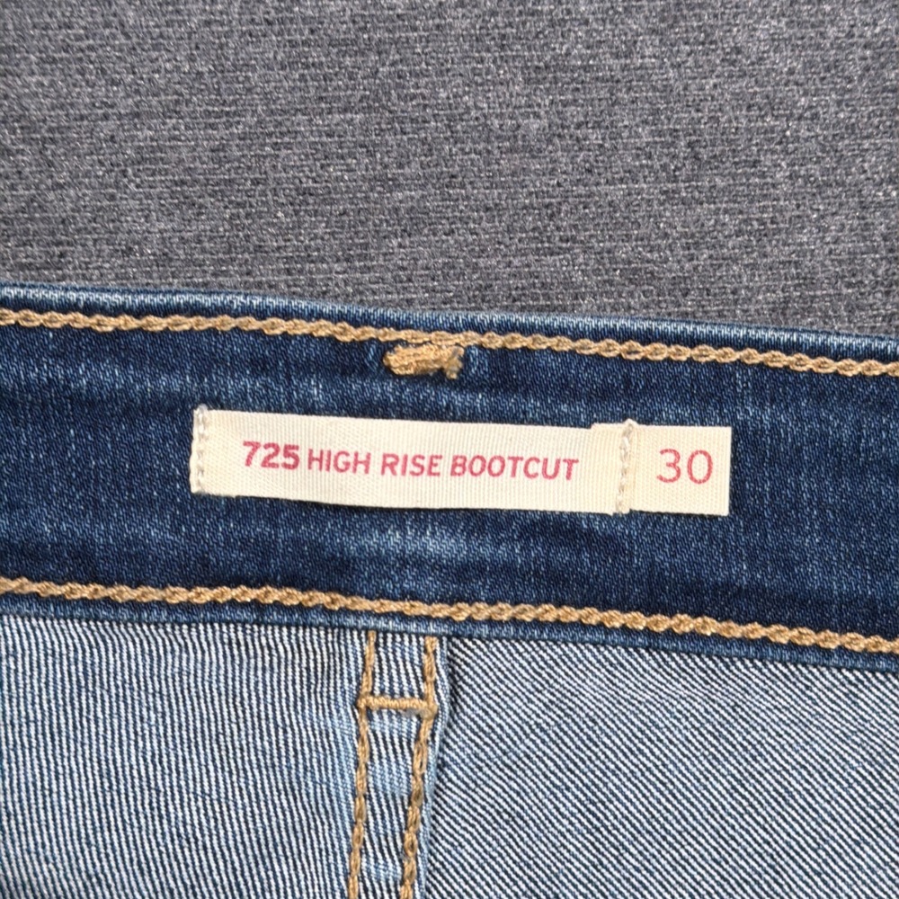 Levi's 725 High Rise Bootcut Jeans Women Size 30 Blue Stretch Denim Bobo Fairy - Picture 2 of 9